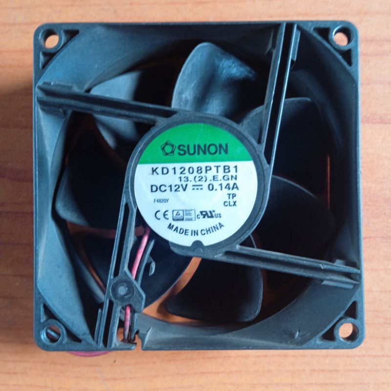 KIPAS SUNON DC 12V 0.14A 8X8 CM TEBAL 2.5CM FAN BEKAS