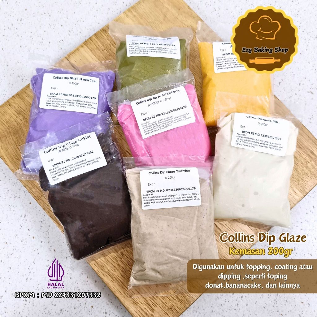 

Collins Dip Glaze 200gr REPACK Topping Dipping Glaze Donat Aneka Rasa