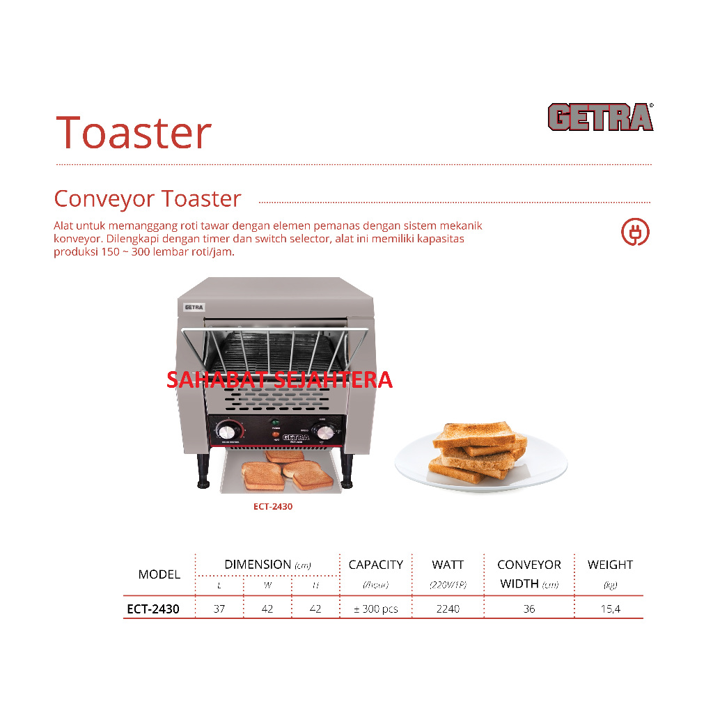 GETRA Conveyor Toaster ECT-2430 Alat Pemanggang Roti Tawar
