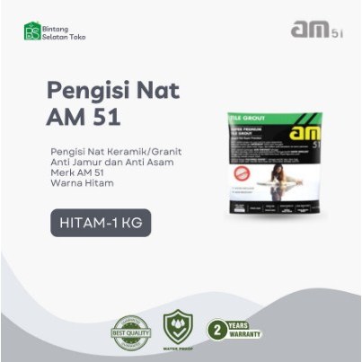 PENGISI NAT KERAMIK DAN GRANIT TAHAN ZAT ASAM AM 51 HITAM 1 KG