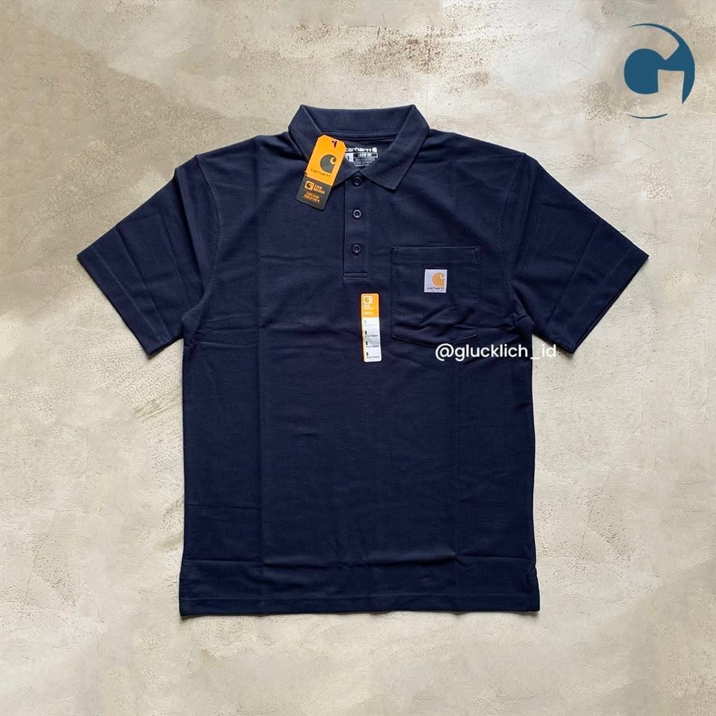 Carhartt, Loos Fit Short Sleeve Pocket Polo in Navy