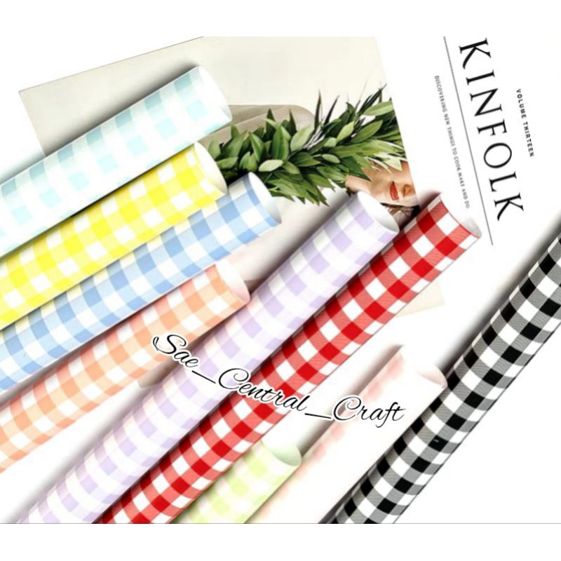 

[5 Lembar] Kertas Buket Motif Kotak Kertas Buket Bunga Warna Flower Wrapping Paper Square Pattern Kertas Buket Motif