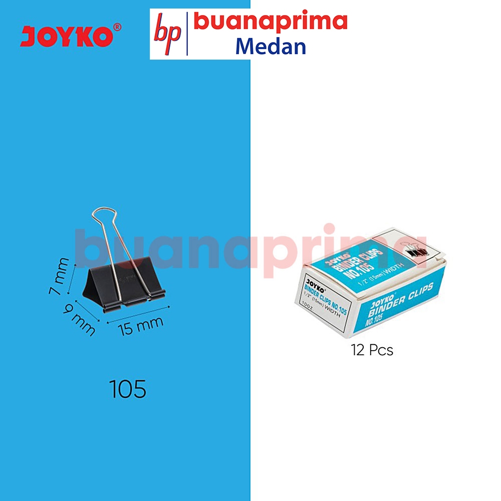 

BINDER CLIP JOYKO No 105 15 mm isi 12 pcs Penjepit Kertas Hitam Klip Black