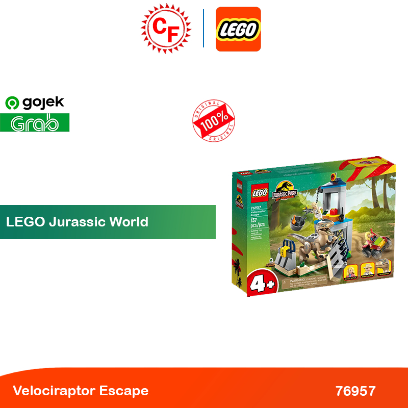 LEGO Jurassic World 76957 Velociraptor Escape Building Toy Set