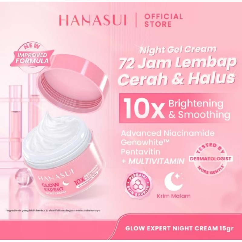 Hanasui Night Cream Glow Expert 10X Brightening & Smoothing | Hanasui Krim Malam