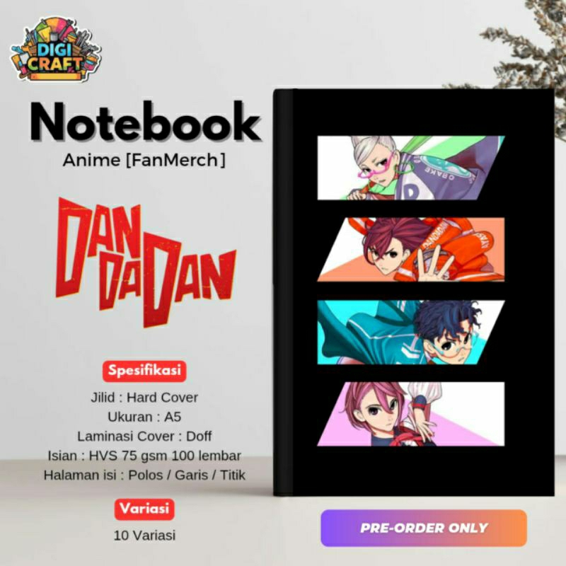 

Notebook A5 Dandadan Hard Cover, 75 gsm, 100 lembar [FanMerch]