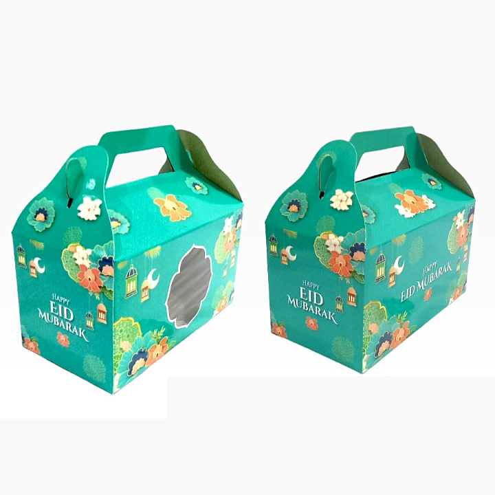 

( 10pcs ) Dus kue kering motif lebaran idul fitri 19x10x10cm isi 2 toples tabung 400ml box hampers