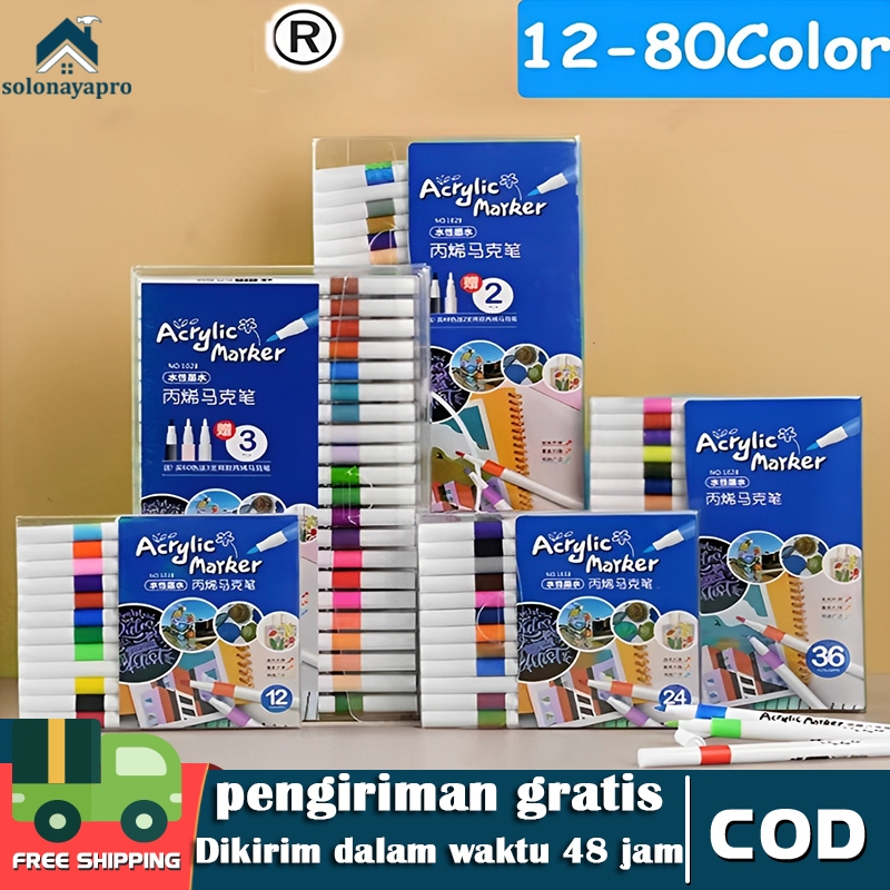 

Akrilik Marker Alat menggambar anak-anak Spidol Akrilik DIY Painting Spidol Pastel Pulpen Highlight Drawing Warna