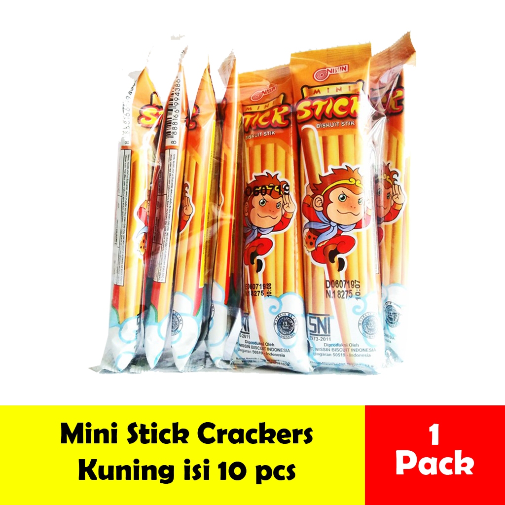 

Nissin Mini Stick Kuning Kecil Biskuit 10pcs Ekonomis Cemilan anak 90'an Snack Jadul