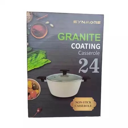 Panci SYNMORE GRANITE COATING CASSEROLE 24 - NON STICK BLACK.. Panci synmore 24 cm dengan tutup panc