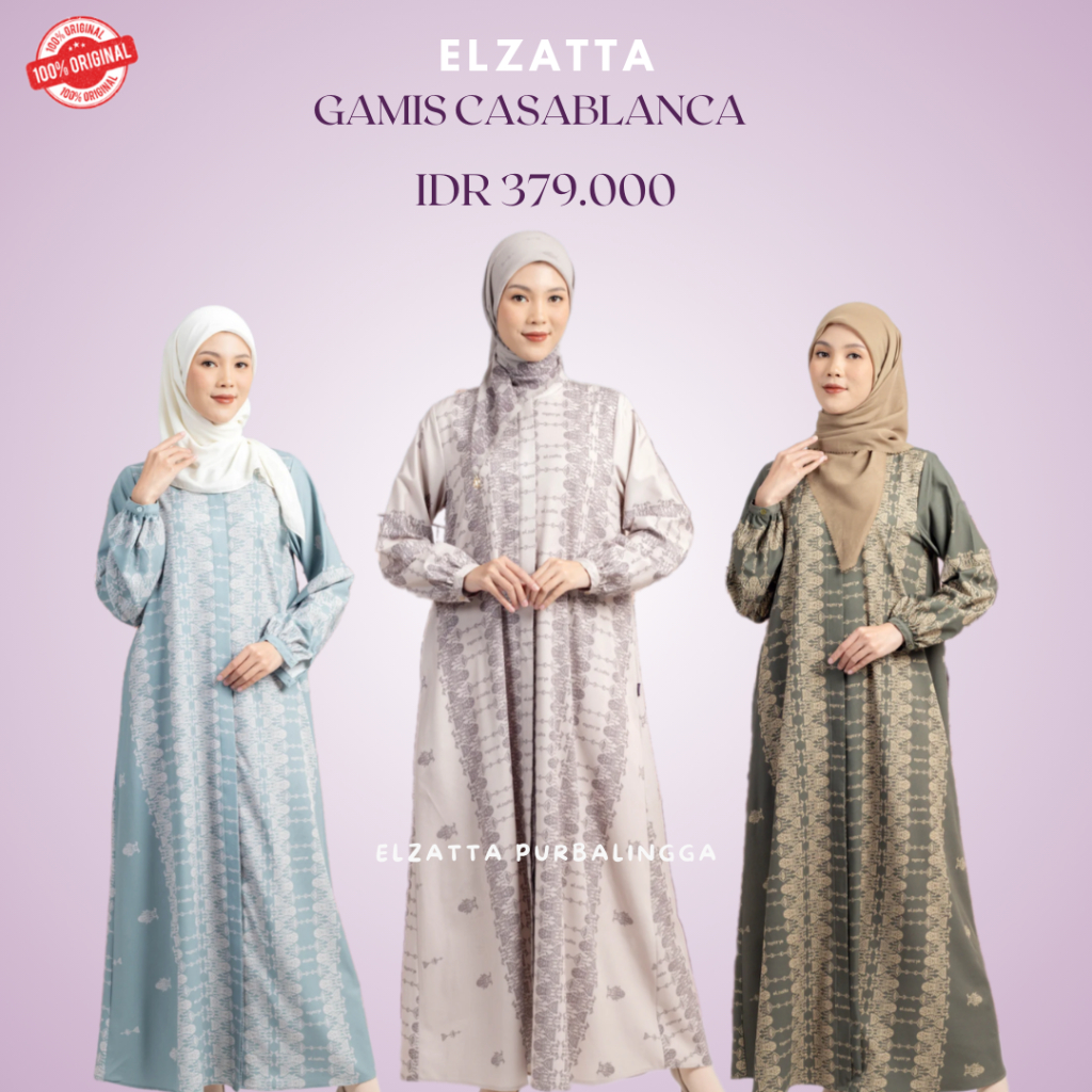 Elzatta Gamis Casablanca Gamis Wanita Motif Batik Bahan MostCrepe Adem Nyaman Dipakai Busui Friendly