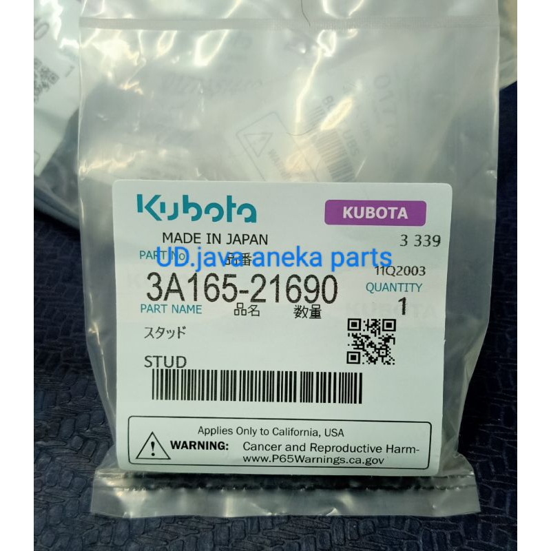 STUD kubota traktor 4 roda #3A165-21690 genuine M9000-M9540