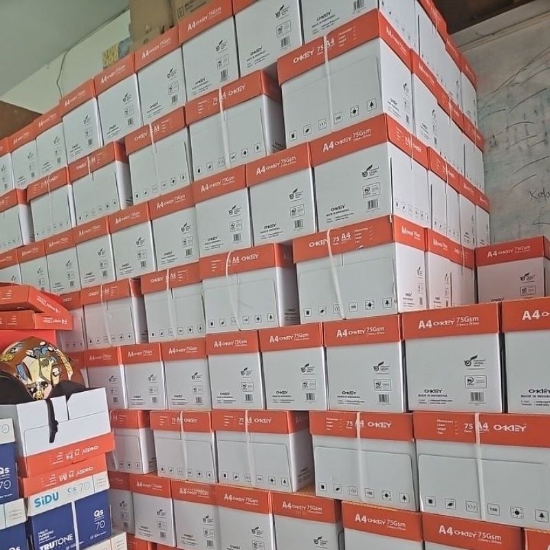 

kertas HVS A4 Okey 75 Gsm/1 Dos/5Rim/Kertas foto copy 5Rim