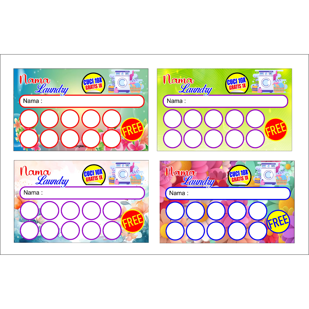 

ISI 100 LEMBAR KUPON LAUNDRY, LOYALTY CARD, MEBER CARD / KUPON GRATIS
