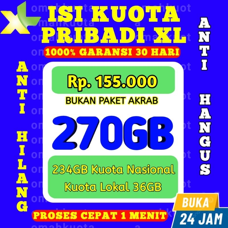 ISI KUOTA XL UNLIMITED TURBO 270GB 100GB 90GB KUOTA NASIONAL XL - PAKET DATA XL EXTRA COMBO FLEX XL 