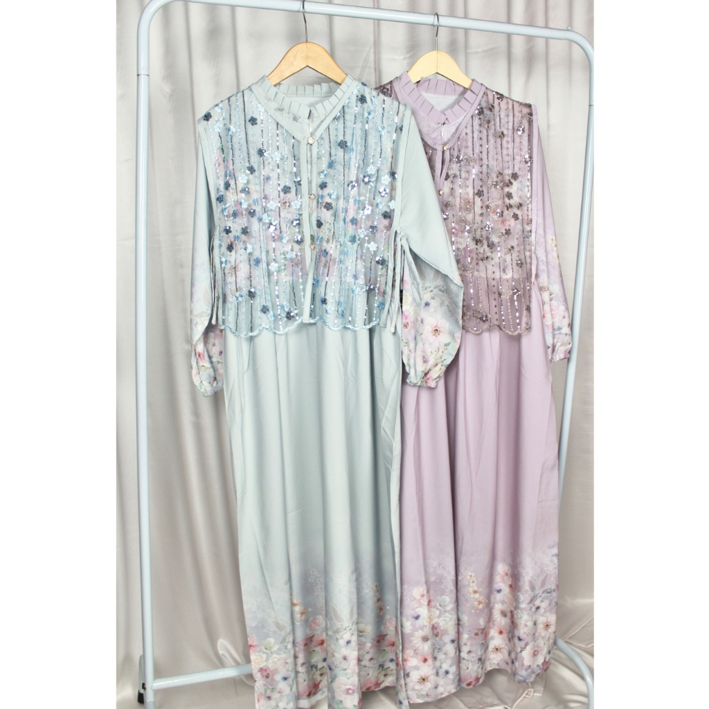 Azalia - Gamis Elaina | Gamis Outer Brukat Tile Premium Bisa Lepas Pasang