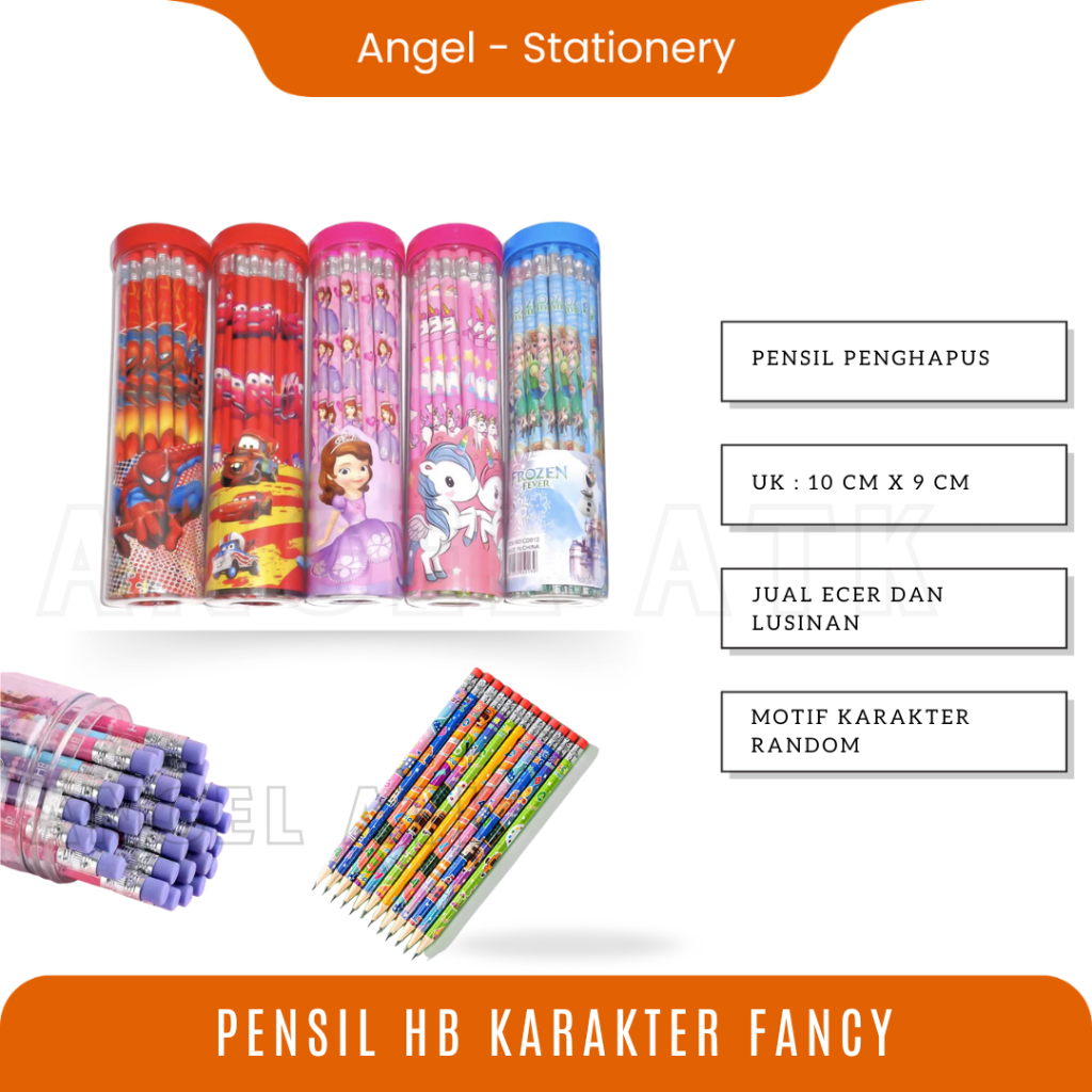 

1 Tabung Pensil 2B Karakter / Isi 30Pcs / Pensil Karakter Lucu / Pensil Hapusan / Motif Karakter / Bisa COD / Atk Blessing