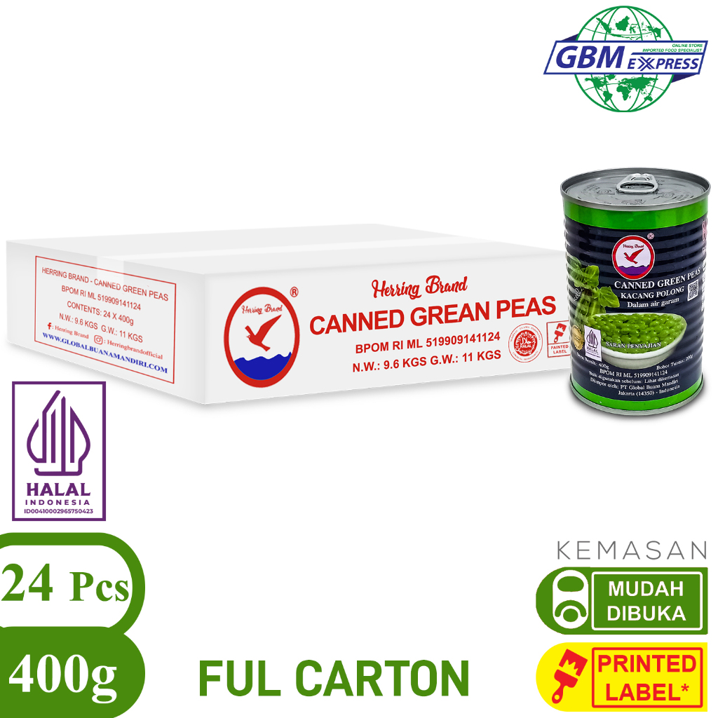 

Herring Brand Full Carton Canned Green Peas 400g - 24 Pcs