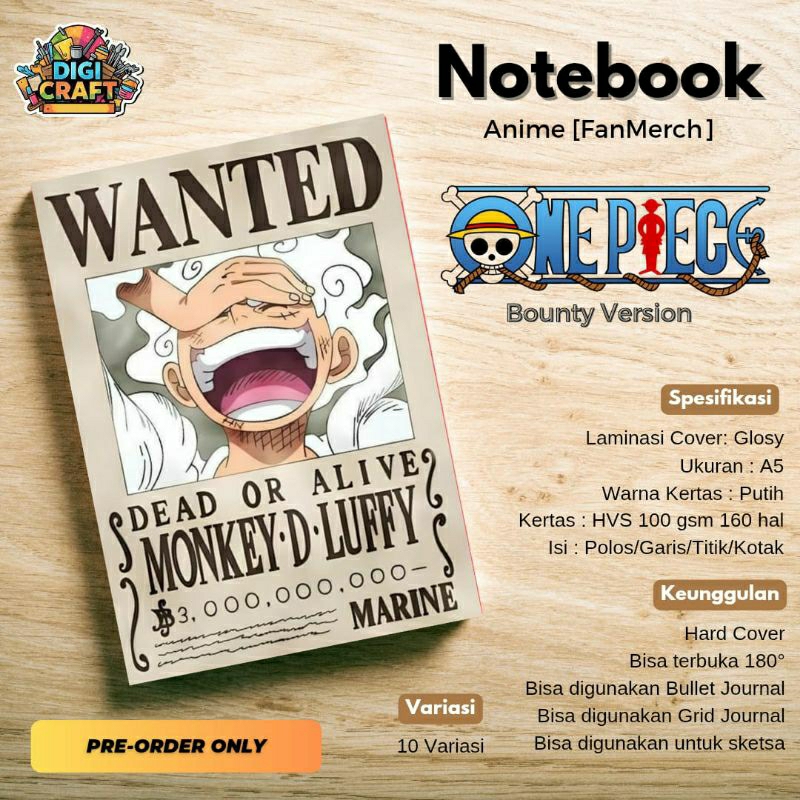 

Notebook A5 One Piece Bounty Hard Book Premium, 100 gsm, 160 halaman [FanMerch]