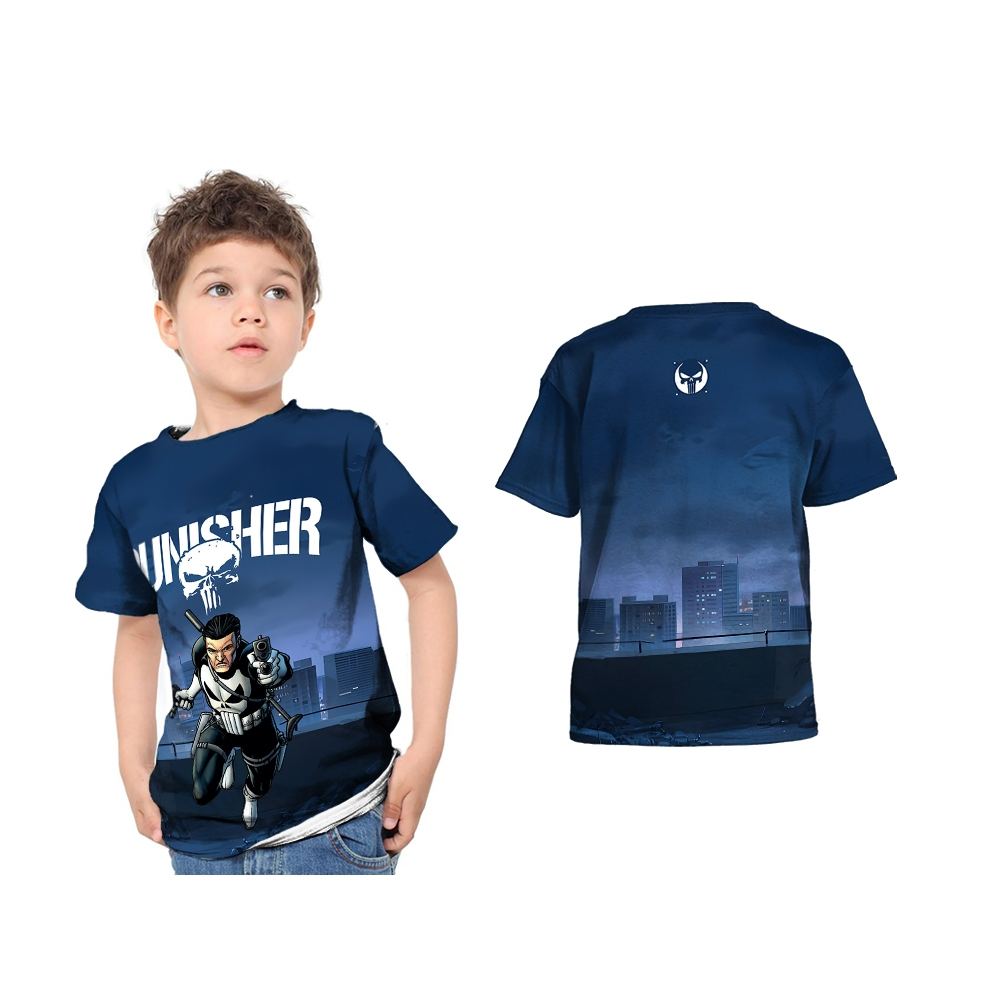 Baju Kaos Jersey Anak The Punisher Marvel Super Hero Custom Full Print