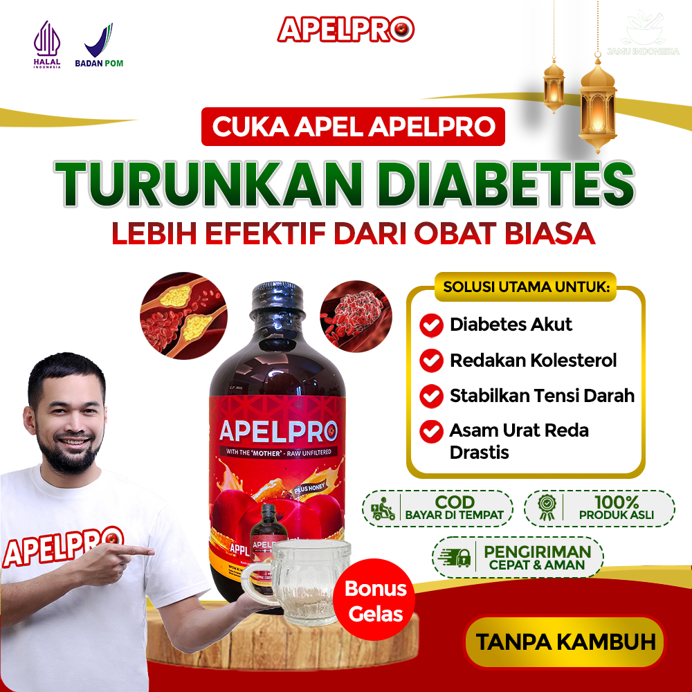 

Cuka Apelpro Cuka Sehat Madu Diabetes Bantu Turunkan Gula Darah Asam Urat & Kolesterol BPOM HALAL