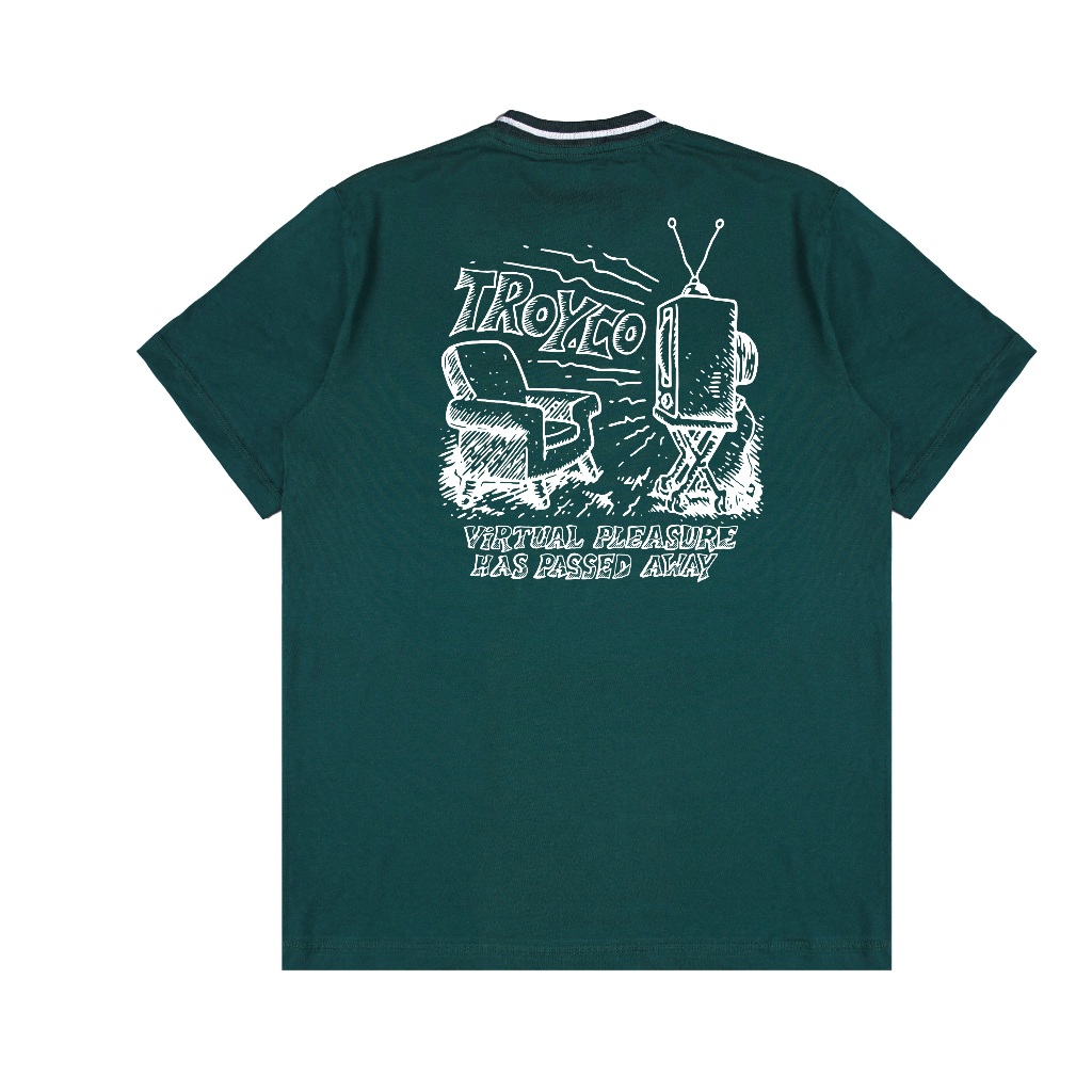 Troy Company Neck Strip Tshirt Green Virtual Pleasure - Kaos Lengan Pendek Kaos Hijau KST 3032-2G1W
