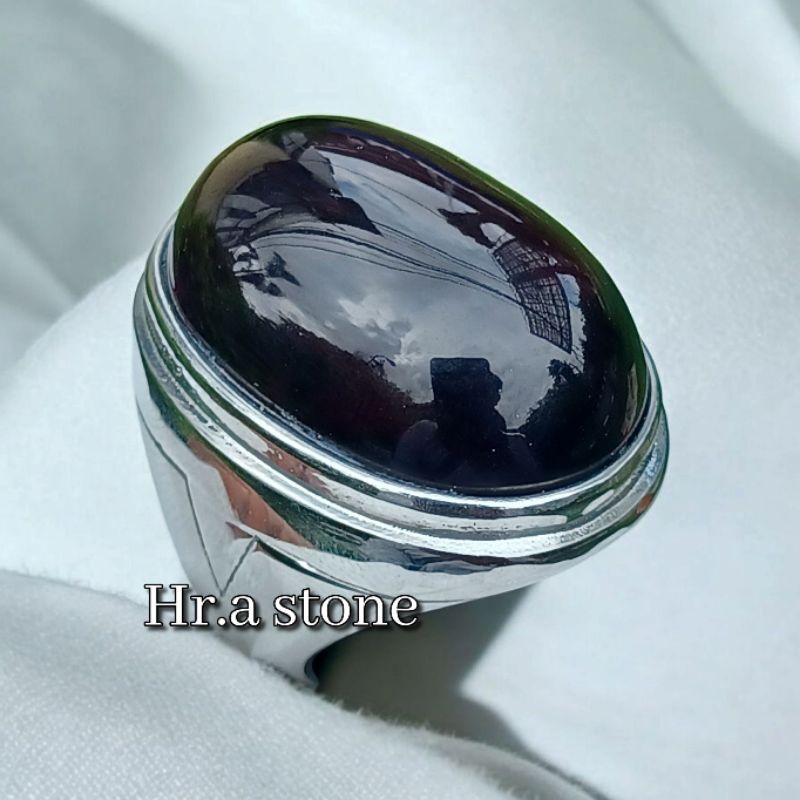 CINCIN BATU AKIK KECUBUNG WULUNG DI SENTER TEMBUS SIZE JUMBO