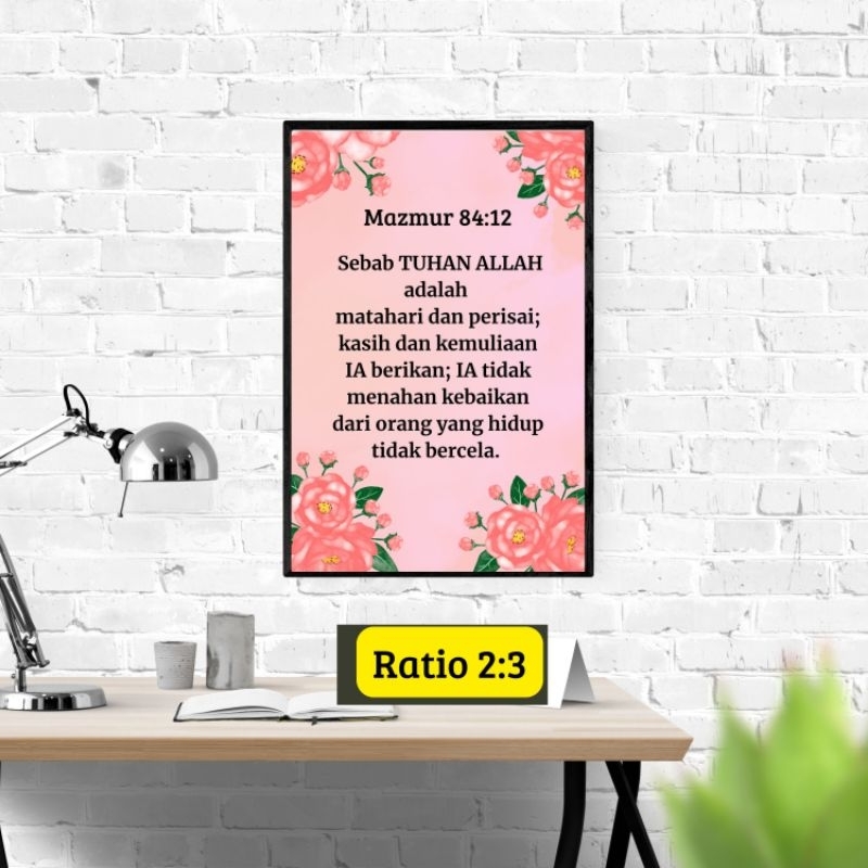Home Decor Kristen, Printable Christian Wall Art,Bible Quotes, Bible Verse/Hiasan Dinding Bunga -Aya