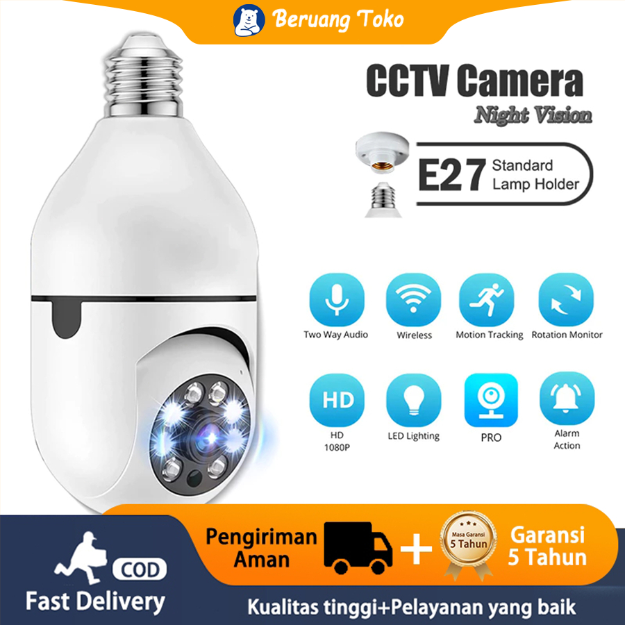 Wifi Panorama Camera CCTV Lampu  8MP Kamera  CCTV 360° PTZ & Memory Card Wifi Panorama Camera CCTV L