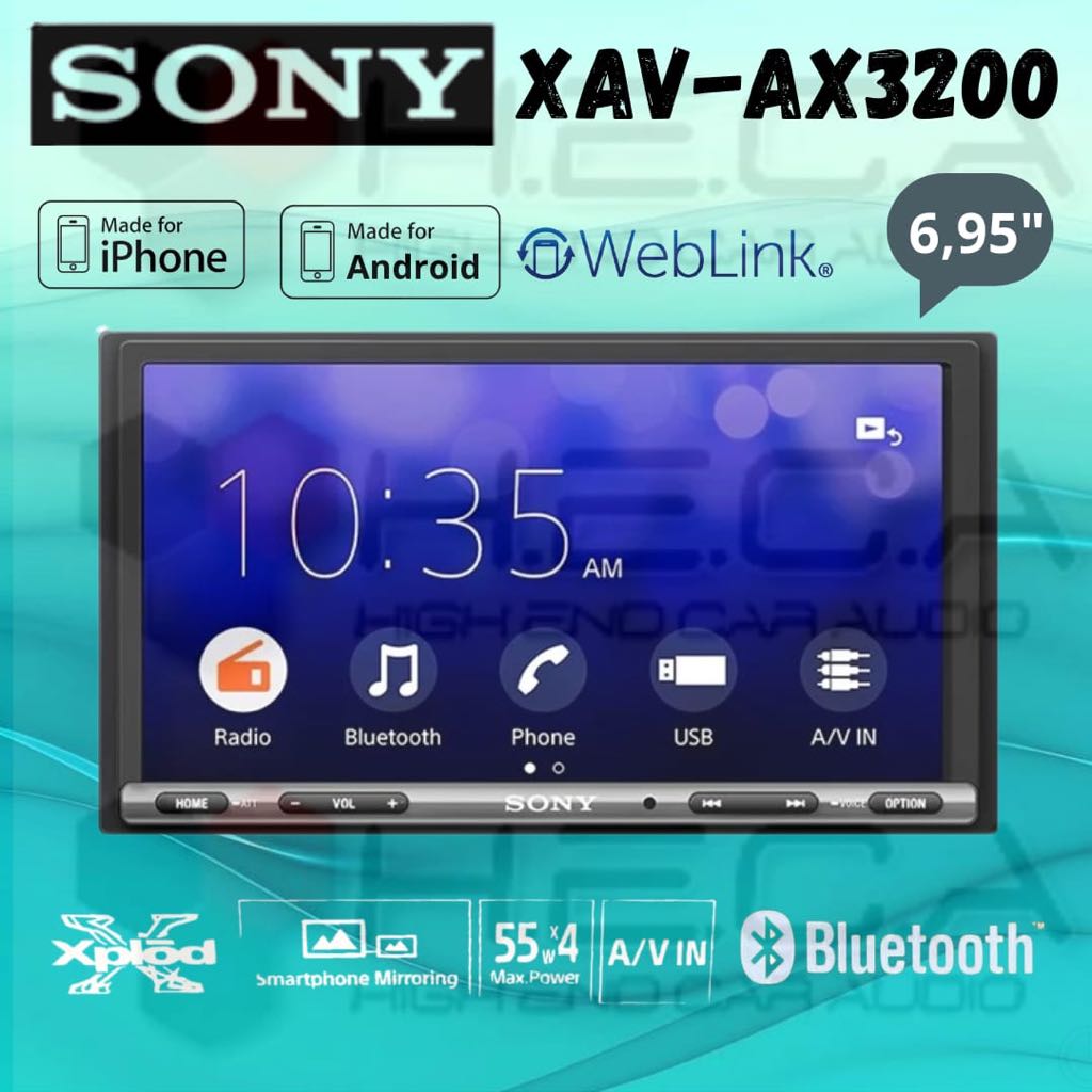 Sony XAV-AX3200 Head Unit Tape Mobil Single din Layar Double din audio Weblink