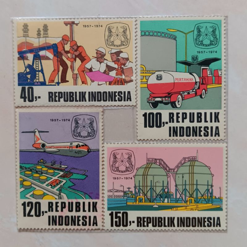 

(AB) Perangko Indonesia 1974 Pertamina Set 4 pcs Used & Mint