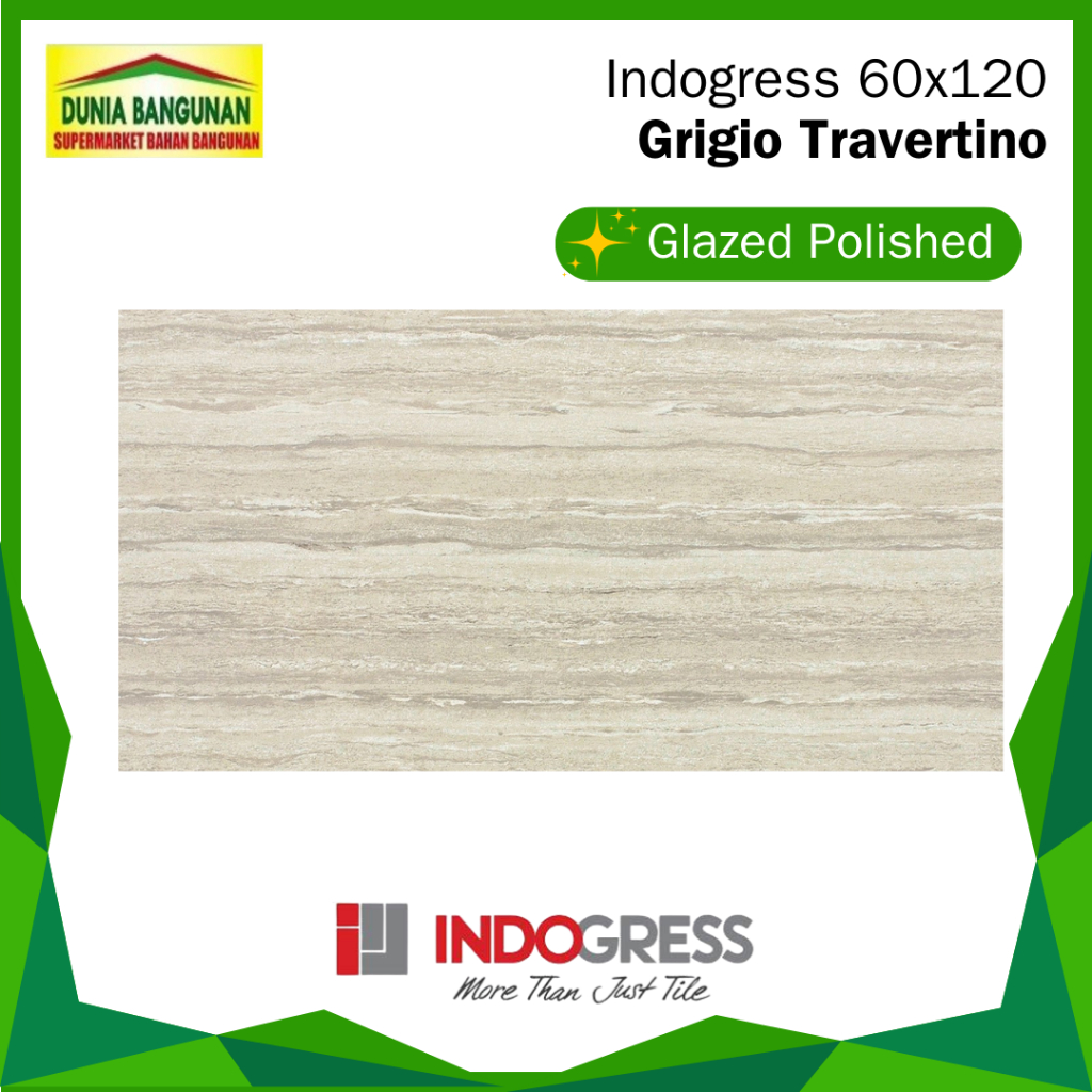 Granit 60x120 Dinding Indogress Grigio Travertino Granit Dinding Granit Lantai / Granit Glossy