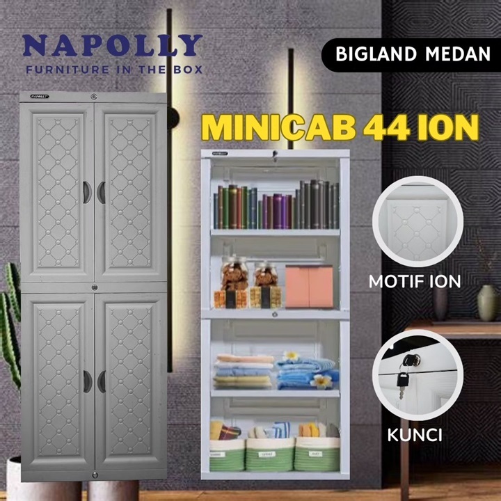 Rak Plastik Lemari Kabinet 4 Pintu Serbaguna 4 Tingkat Napolly Ion 44