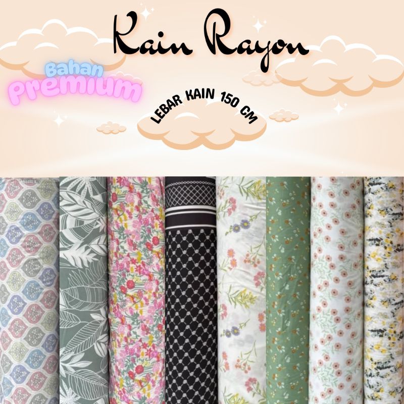 kain katun rayon meteran, bahan kain katun rayon, kain katun, daster, piyama, baju tidur, hijab