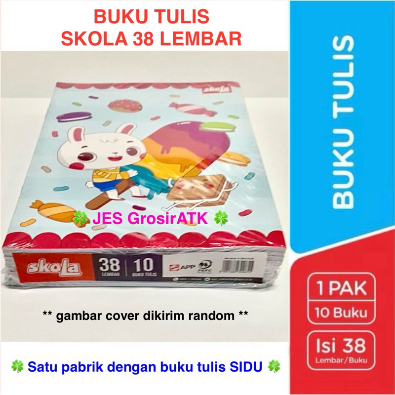

Buku Tulis SKOLA 38 lembar (1 pak isi 10 buku)