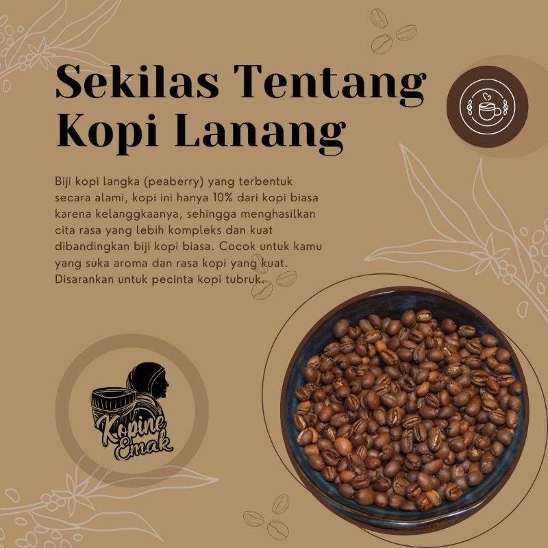 

KOPI EMAK LANANG PEABERY BUBUK ASLI 100GR ARABICA TANPA PENGAWET HALAL