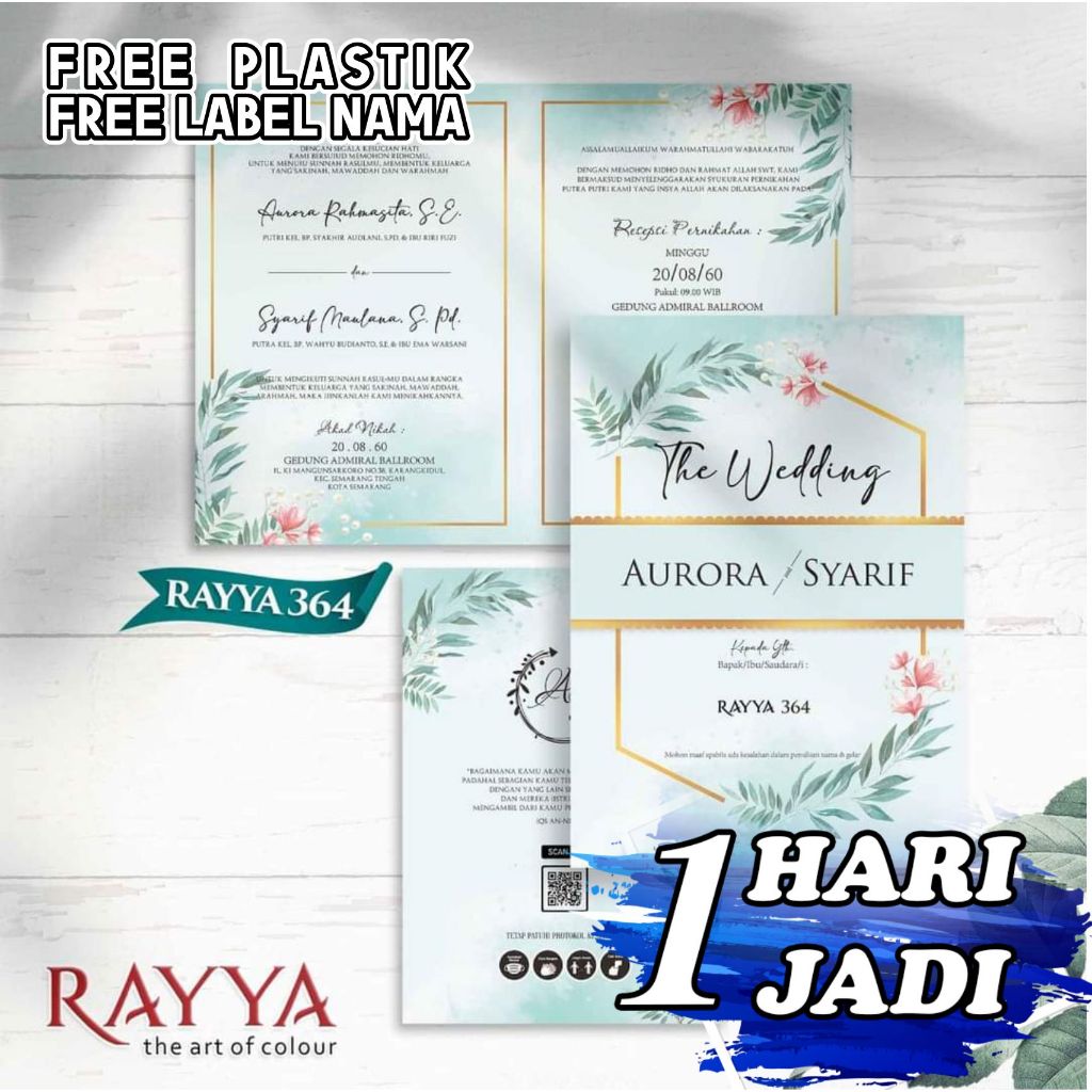 Cetak Undangan Pernikahan Rustik Elegan Unik Desain Terbaru Rayya 364 Undangan Lipat Tiga Express Se