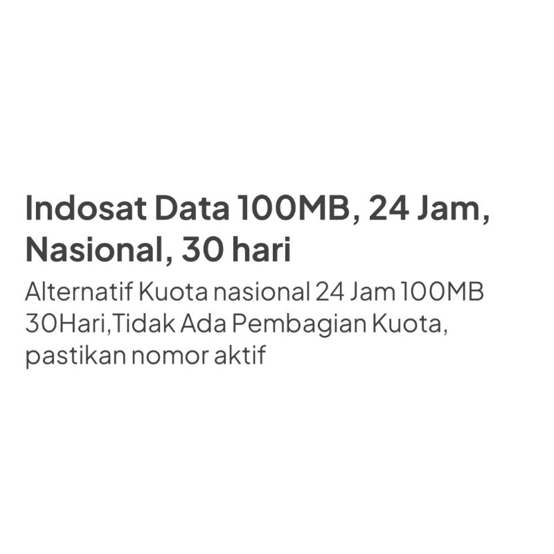 paket data indosat 100mb,500mb,1gb 30 hari murahh