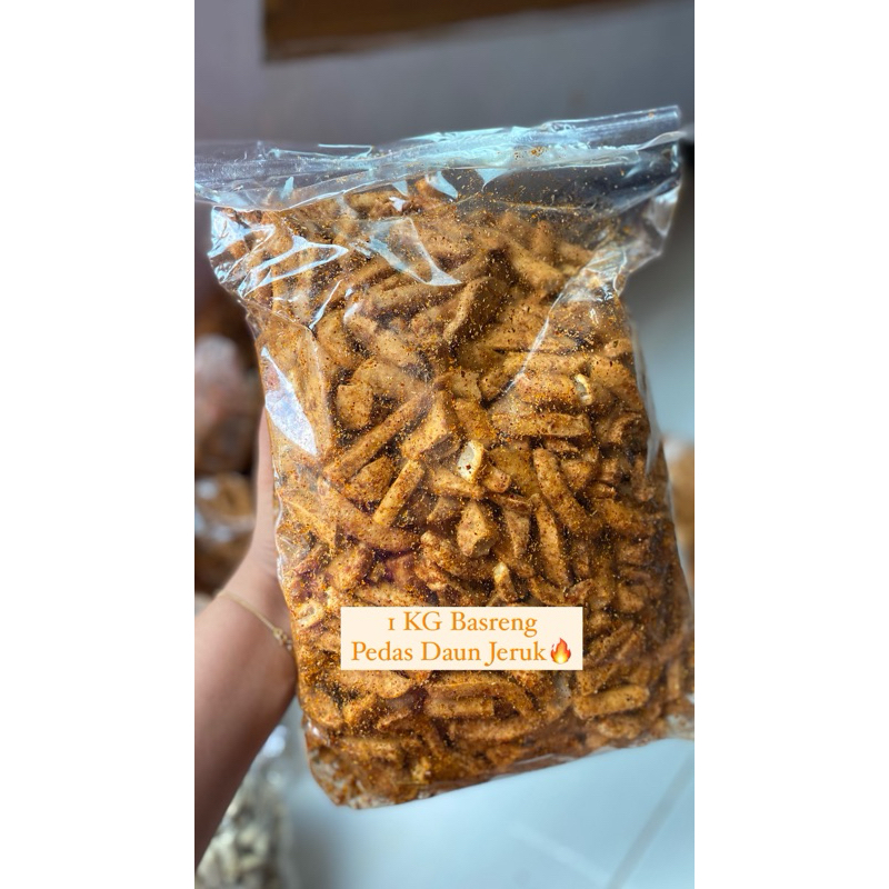 

Basreng Pedas Daun Jeruk Kemasan 1KG Bumbu Melimpah