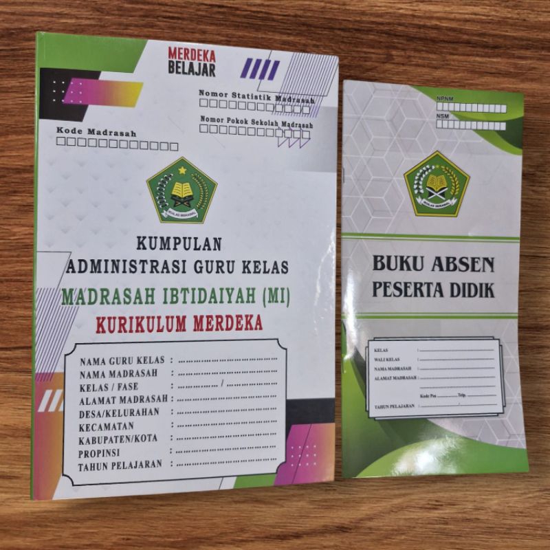 BUKU KUMPULAN ADMINISTRASI GURU KELAS MI + absen KURIKULUM MERDEKA