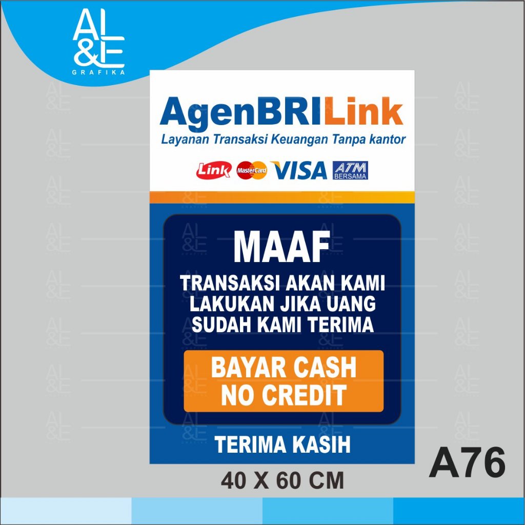 

A76 - Acrylic Sign, Stiker Akrilik Agen BRI Link, Premium dan Tahan Air, Termurah, dan Bisa Custom