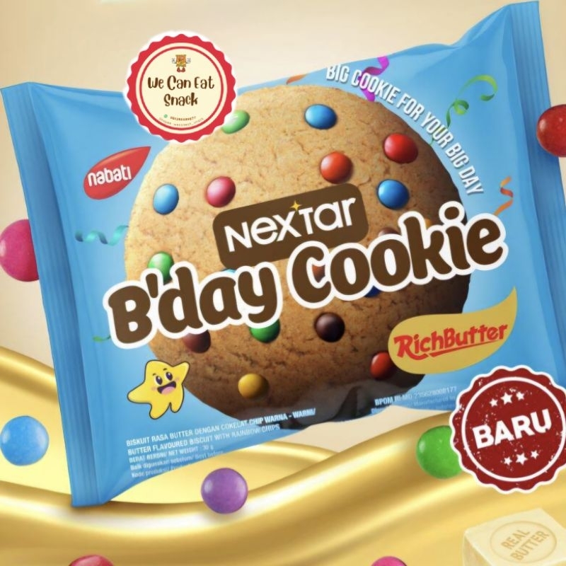 

Nabati Nextar Bday Cookie/Biskuit Rasa Butter Dengan Coklat Chip Warna Warni