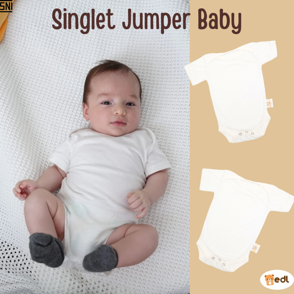EDL Baby - Kaos Dalam Jumper  Romper Singlet Katun Lembut Bayi Newborn 0-12 bulan Warna Putih Biru K