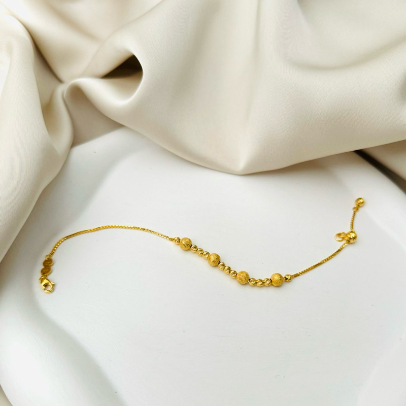 Gelang Italy Serut Bola Pasir Emas Asli Kadar 700 16K