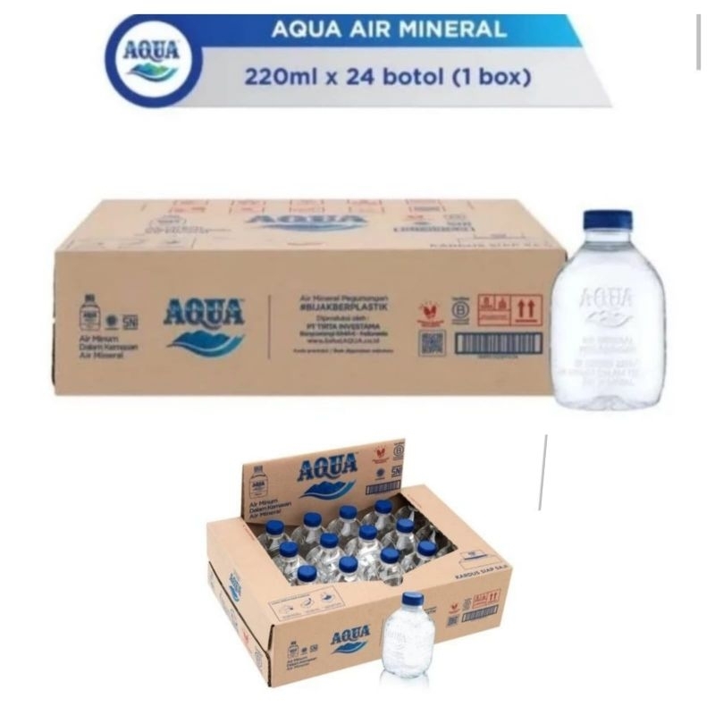 

Aqua Cube 220 ML isi 24 pcs kemasan botol unyu