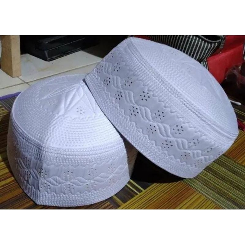 kopiah haji alldan putih motif