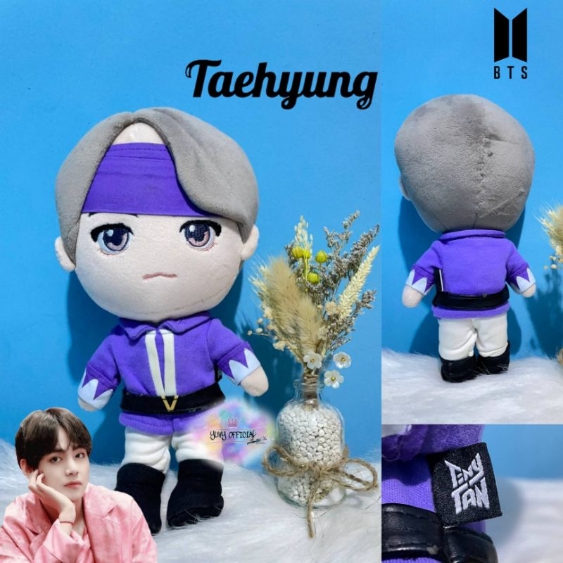BTS TinyTan Winter Plush Toy Doll Original | BTS Tinytan Purple Holiday Plush Doll V BTS Taehyung  |