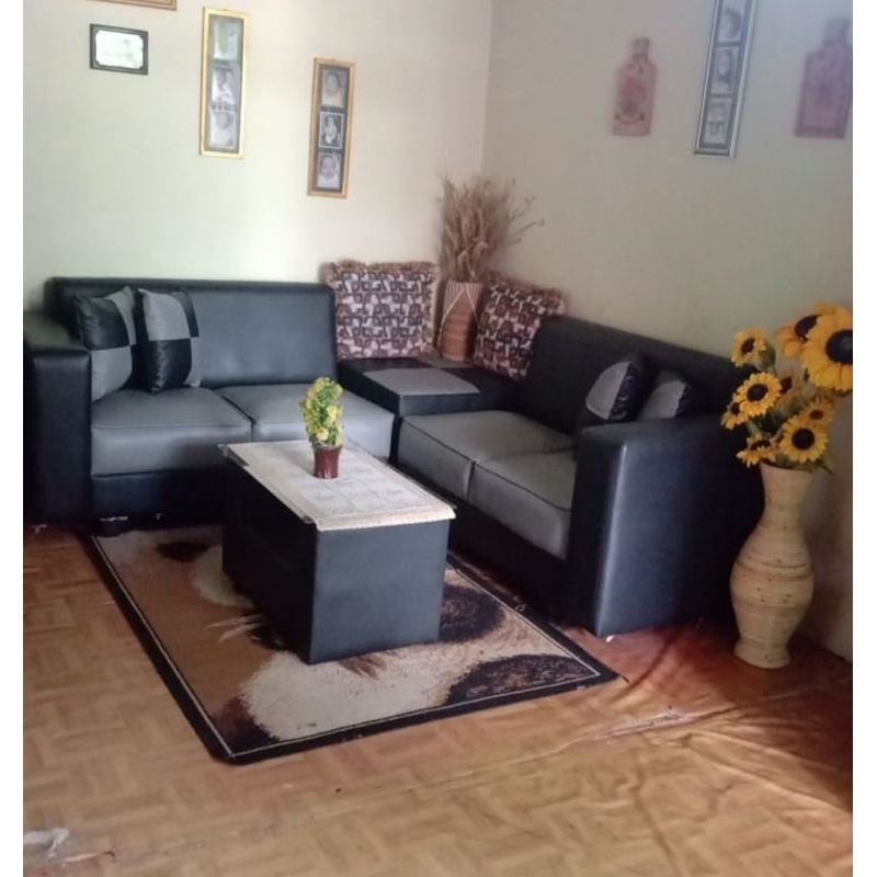 sofa ceri 221 warna hitam abu kulit sintetis