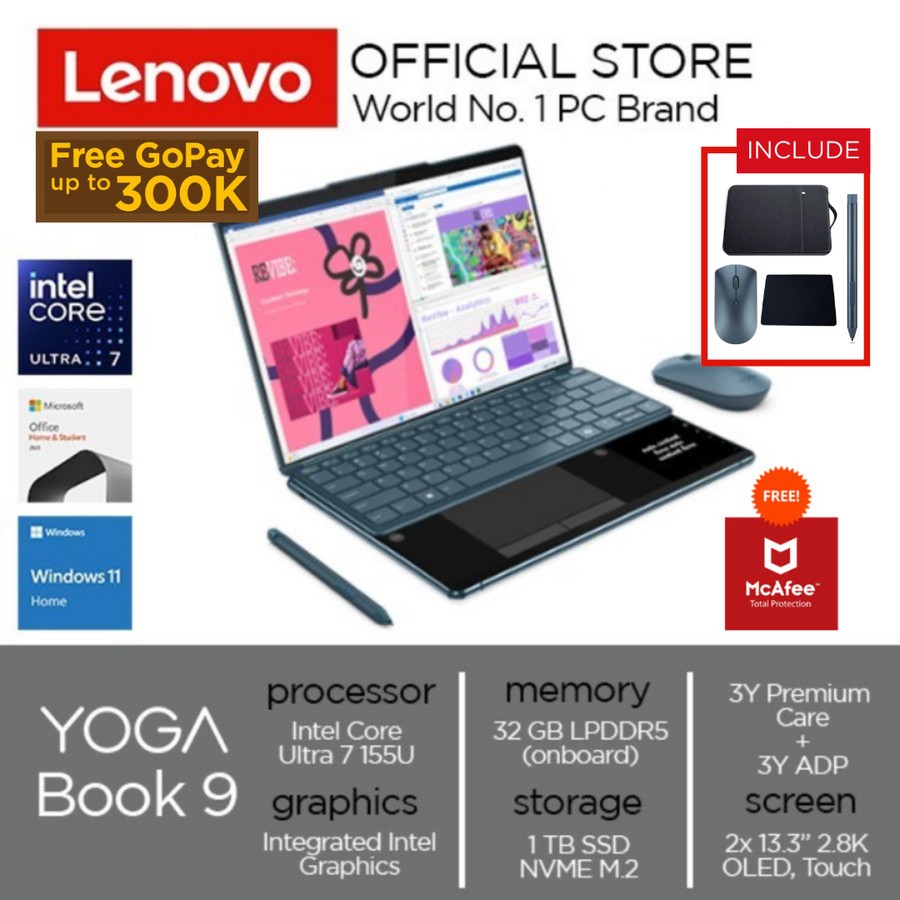 Lenovo Yoga Book 9 9i 13IMU9 Core Ultra 7 RAM 32GB SSD 1TB W11+OHS