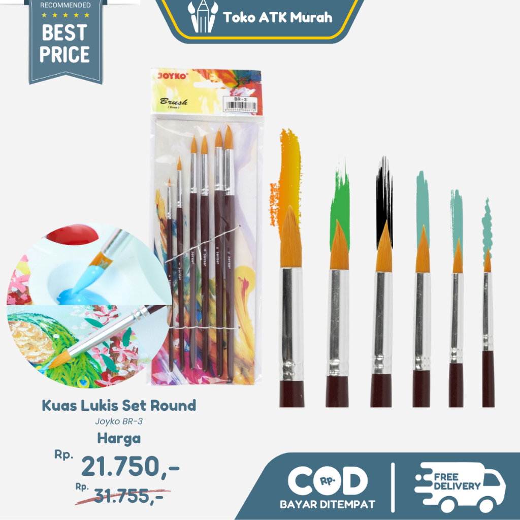 

Kuas Lukis / Brush Joyko Set BR-3 Round